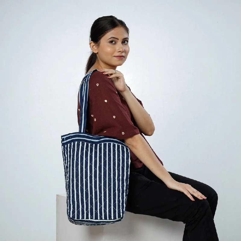 Urban Style Blue - Handcrafted Quilted Bagru Block Printed Shoulder Bag