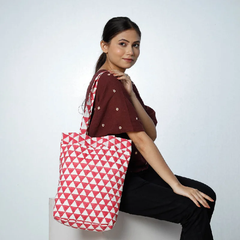 Office Professionals Pink - Handcrafted Quilted Sanganeri Block Printed Shoulder Bag