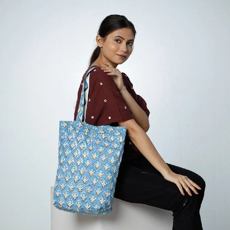 Wholesale Bags For Resellers Blue - Handcrafted Quilted Sanganeri Block Printed Shoulder Bag