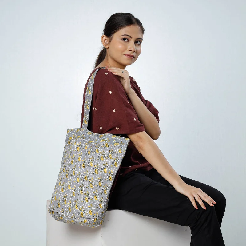 Inspired Bags For Timeless Elegance Grey - Handcrafted Quilted Sanganeri Block Printed Shoulder Bag