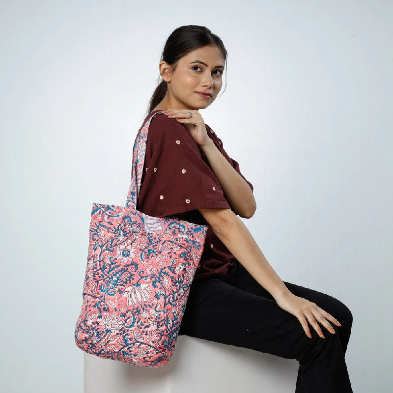 Bags For Personalized Gifts Pink - Handcrafted Quilted Sanganeri Block Printed Shoulder Bag