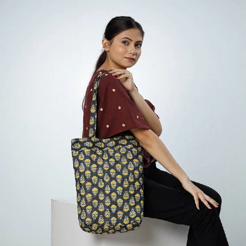 Genuine Bags On Clearance Sale Black - Handcrafted Quilted Sanganeri Block Printed Shoulder Bag