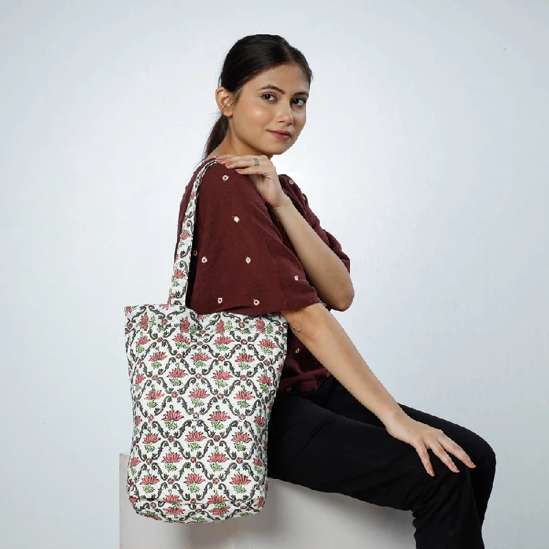 Spacious And Discounted Bags Multicolor - Handcrafted Quilted Sanganeri Block Printed Shoulder Bag