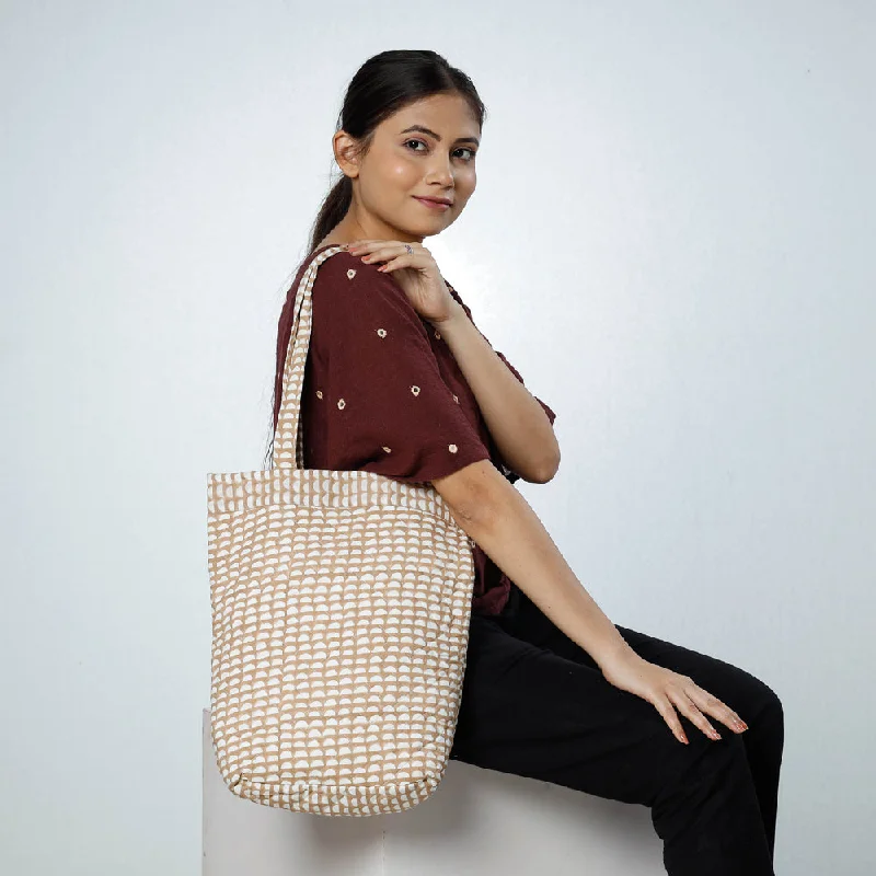 Seasonal Clearance Bags For Summer Brown - Handcrafted Quilted Bagru Block Printed Shoulder Bag