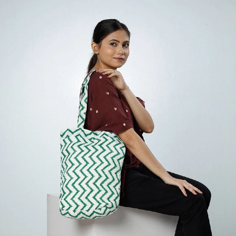 Handbag For Fashion White - Handcrafted Quilted Sanganeri Block Printed Shoulder Bag