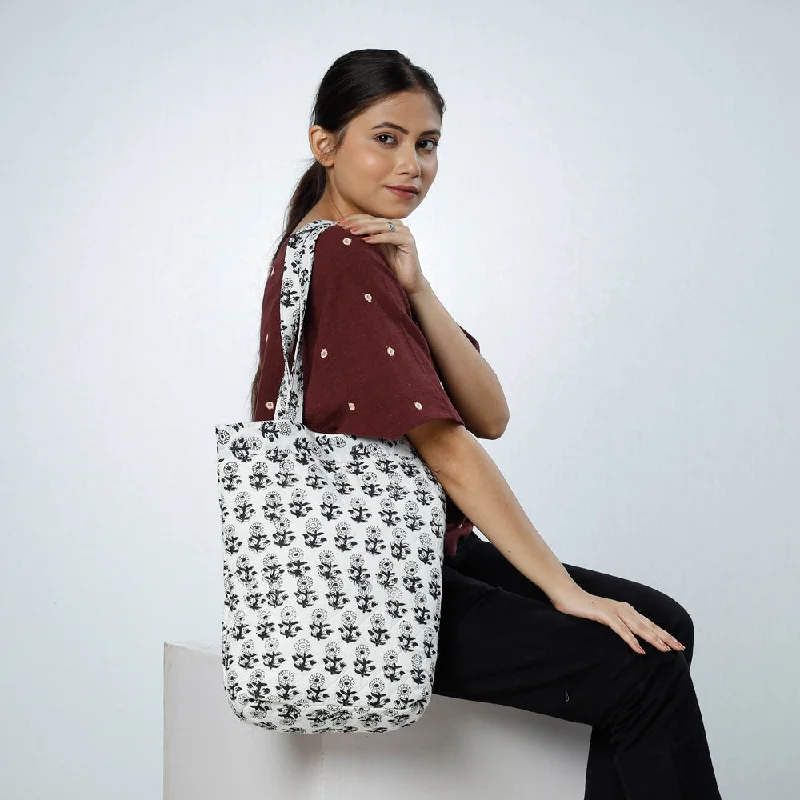 Bag For Luxury Lovers White - Handcrafted Quilted Sanganeri Block Printed Shoulder Bag