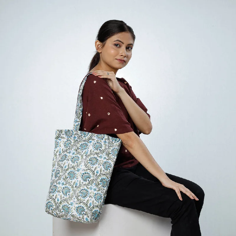 Limited Edition Bags For Collectors Blue - Handcrafted Quilted Sanganeri Block Printed Shoulder Bag