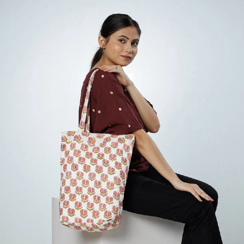 Seasonal Clearance Bags For Summer Multicolor - Handcrafted Quilted Sanganeri Block Printed Shoulder Bag