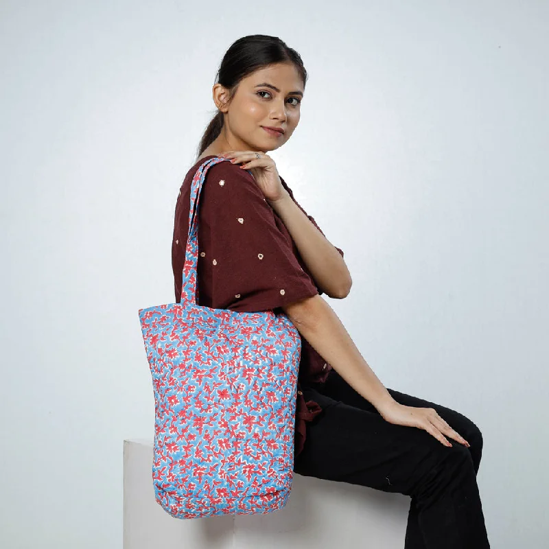Inspired Bags For Affordable Luxury Blue - Handcrafted Quilted Sanganeri Block Printed Shoulder Bag