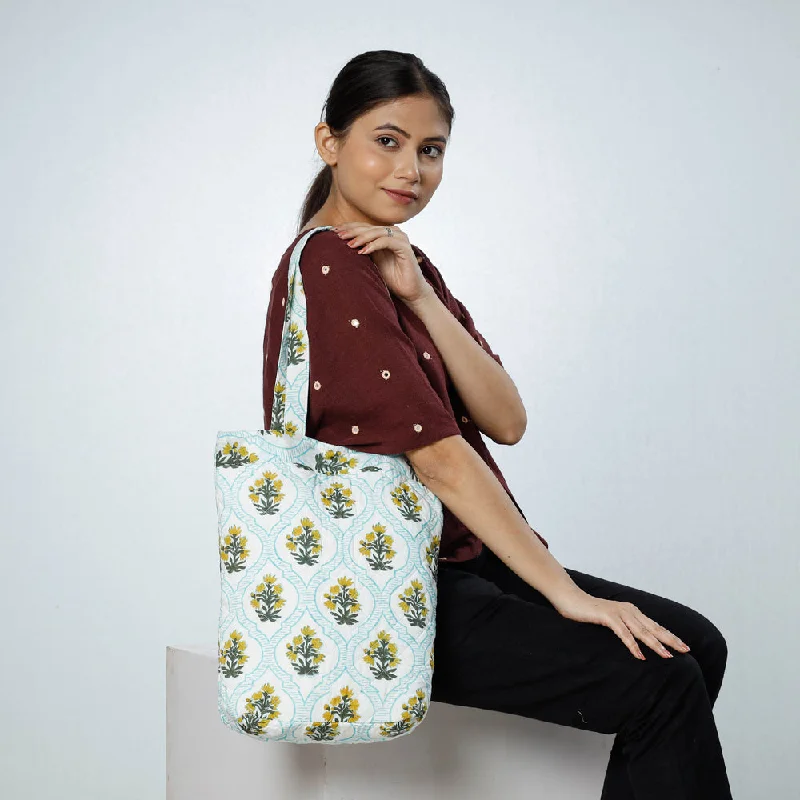 Luxury Bags On Sale Multicolor - Handcrafted Quilted Sanganeri Block Printed Shoulder Bag