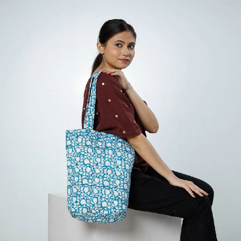 Cozy Handbags With Clearance Prices Blue - Handcrafted Quilted Sanganeri Block Printed Shoulder Bag