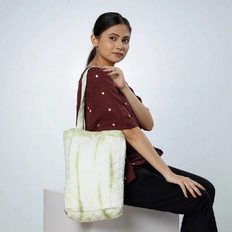 Stylish Bags For Fashion Bloggers With Promotions Green - Handcrafted Quilted Shibori Tie Dye Cotton Shoulder Bag