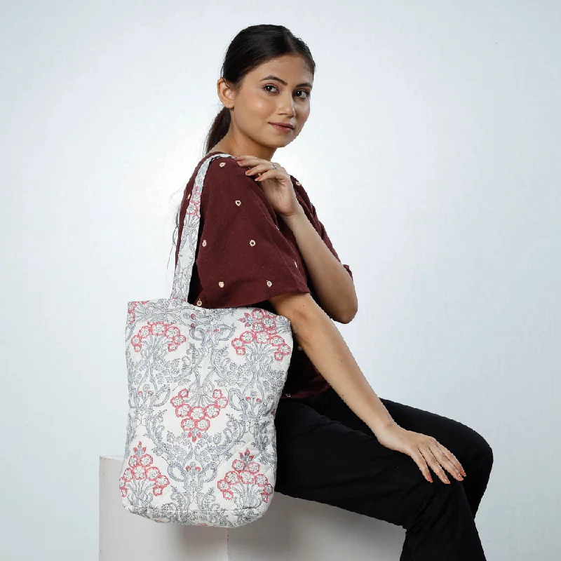Clearance-Priced Bags Grey - Handcrafted Quilted Sanganeri Block Printed Shoulder Bag Clearance-Priced Bags Grey - Handcrafted Quilted Sanganeri Block Printed Shoulder Bag