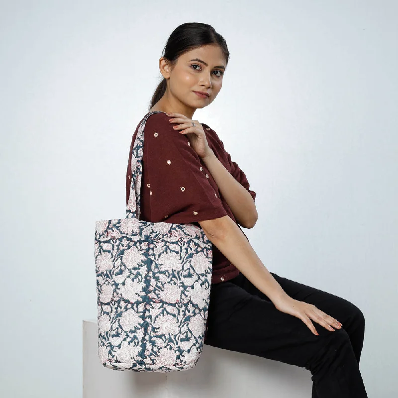 Modern And Limited-Time Offer Bags Multicolor - Handcrafted Quilted Sanganeri Block Printed Shoulder Bag