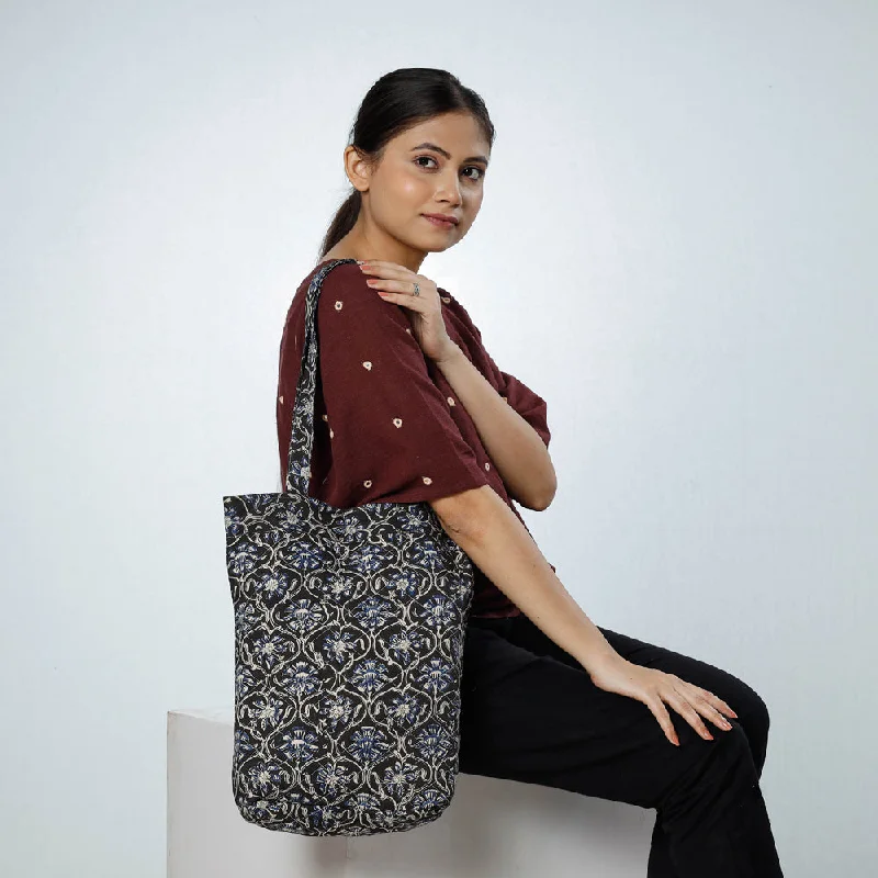 Stylish Yet Affordable Bags Black - Handcrafted Quilted Sanganeri Block Printed Shoulder Bag