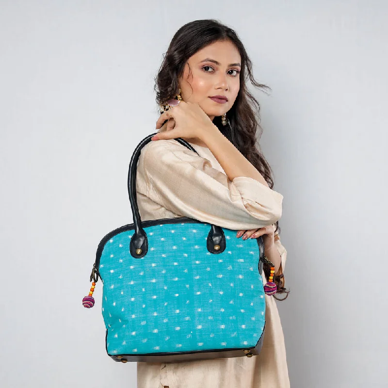 Seasonal Clearance Bags For Summer, Winter, Etc. Blue - Handcrafted Woven Ikat Cotton Shoulder Bag