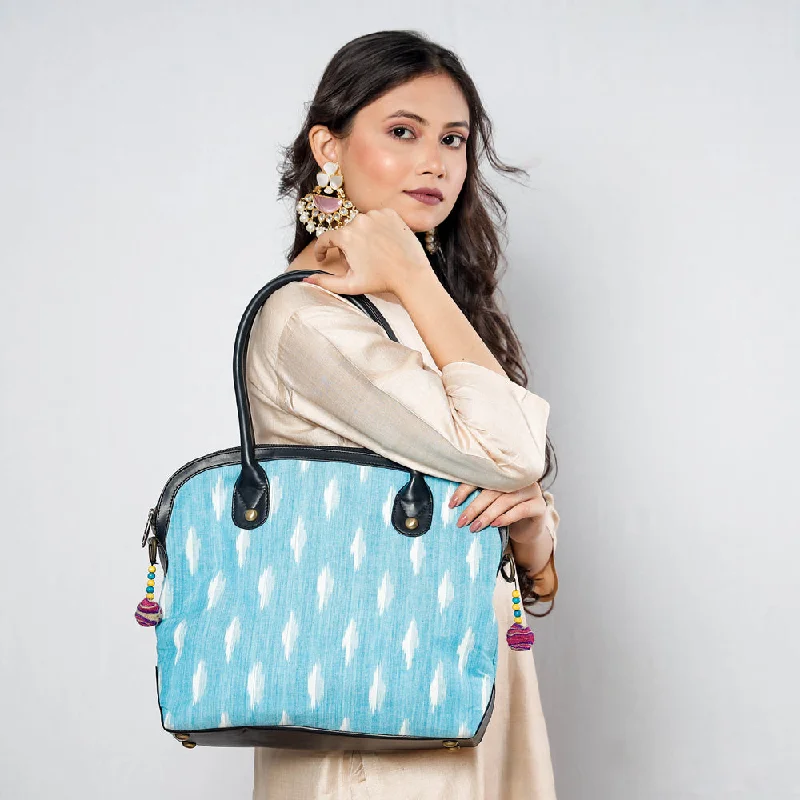 Designer Bags For Luxury Collectors Blue - Handcrafted Woven Ikat Cotton Shoulder Bag