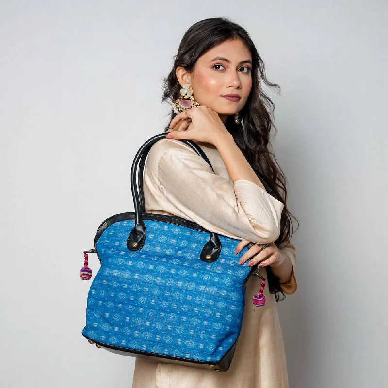 Customizable Bags For Personalized Style Blue - Handcrafted Woven Ikat Cotton Shoulder Bag