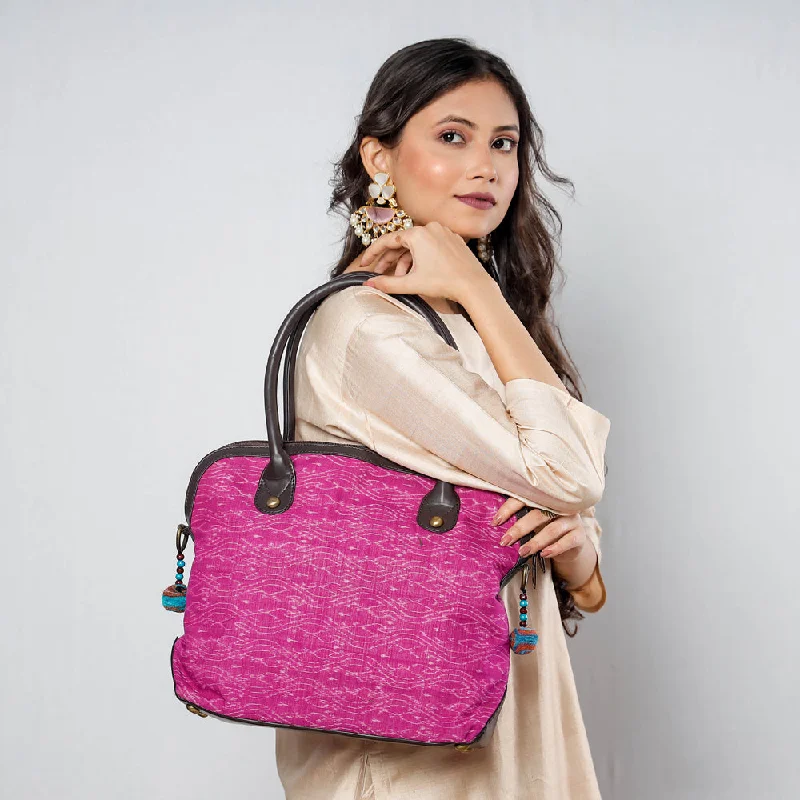 Versatile Bags That Suit Any Outfit Or Event Pink - Handcrafted Woven Ikat Cotton Shoulder Bag