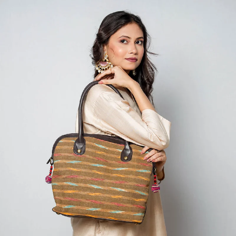 Bags With Seasonal Sales Brown - Handcrafted Woven Ikat Cotton Shoulder Bag