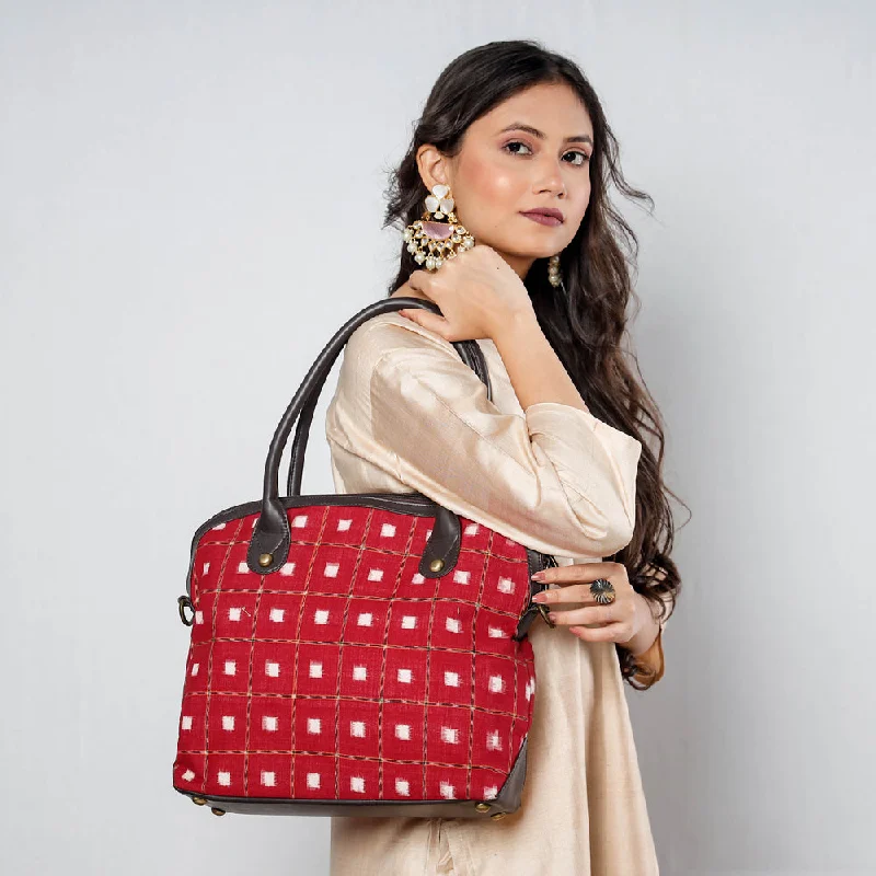 Lightweight And Affordable Bags Red - Handcrafted Woven Ikat Cotton Shoulder Bag