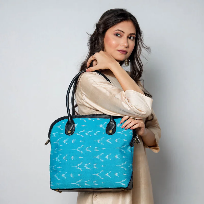Party Bags For New Year's Eve And Special Occasions Blue - Handcrafted Woven Ikat Shoulder Bag in Faux Leather 26