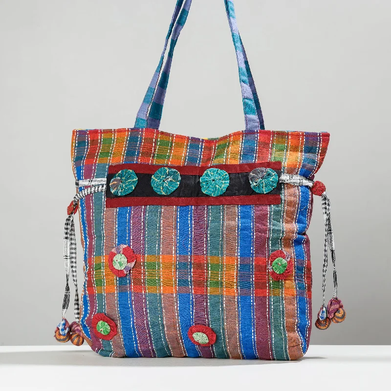 Everyday Bags For Work, School, Or Errands Multicolor - Gamcha Fabric Hand Embroidered Shoulder Bag