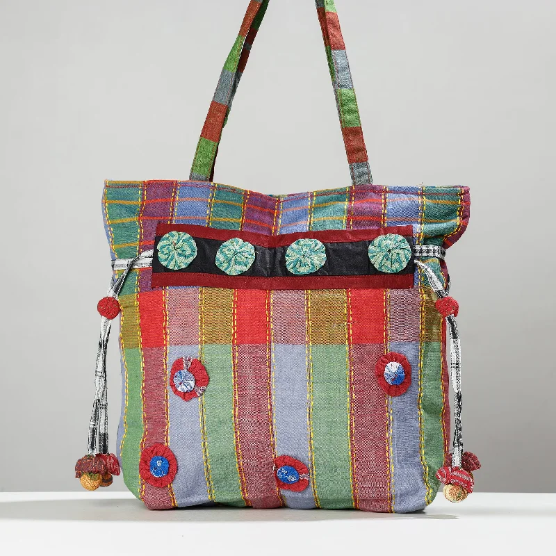 Bags With Seasonal Sales Multicolor - Gamcha Fabric Hand Embroidered Shoulder Bag