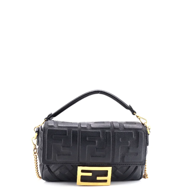 Bags With Tsa-Approved Features Baguette NM Bag Zucca Embossed Leather Mini