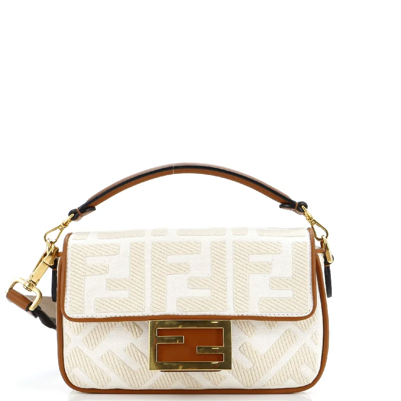 Glamorous Bags For Evening Events And Parties Baguette NM Bag Zucca Embroidered Canvas Mini