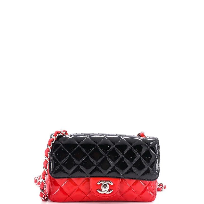 Limited-Time Offer On Trendy Bags Bicolor Classic Single Flap Bag Quilted Patent Mini