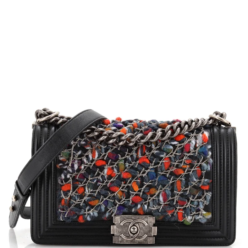 Luxury Bags For Working Professionals Boy Flap Bag Braided Tweed Old Medium