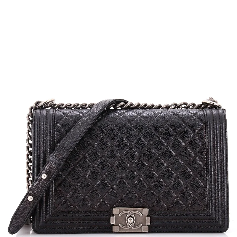 Glamorous Bags For Evening Events And Parties Boy Flap Bag Quilted Caviar New Medium