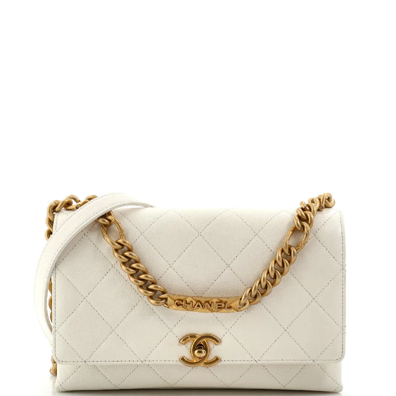 Bags For Free-Spirited And Artistic Styles Bracelet On Chain Flap Bag Quilted Caviar Small