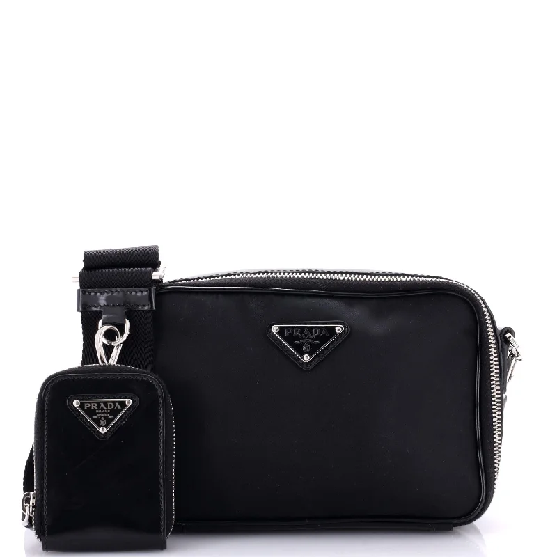 Bag For Modern Fashion Brique Camera Crossbody Bag Tessuto and Spazzolato Leather Small