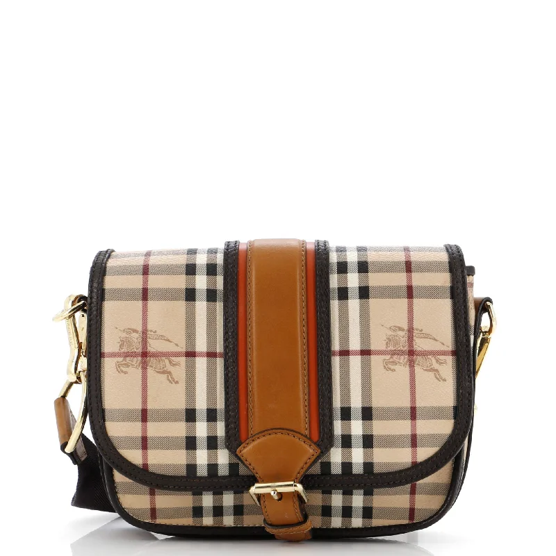Bags With Limited-Time Deals Buckle Flap Messenger Bag Haymarket Coated Canvas with Leather Small