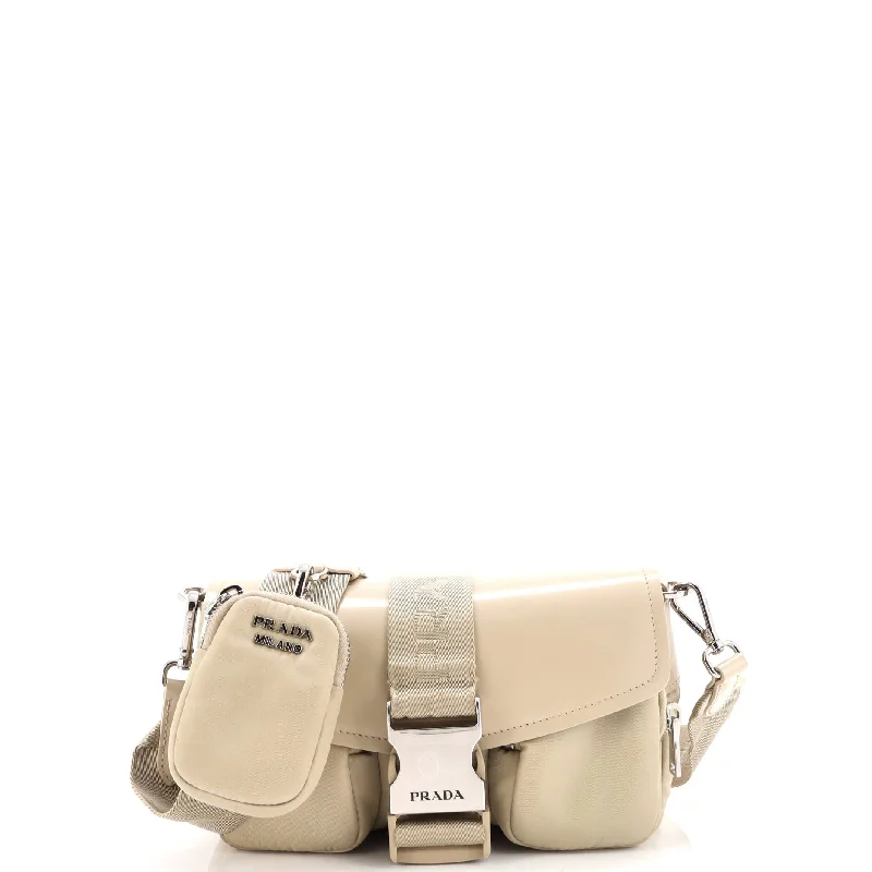 Cyber Monday Discounts On Bags Buckle Pocket Crossbody Bag Spazzolato Leather and Tessuto