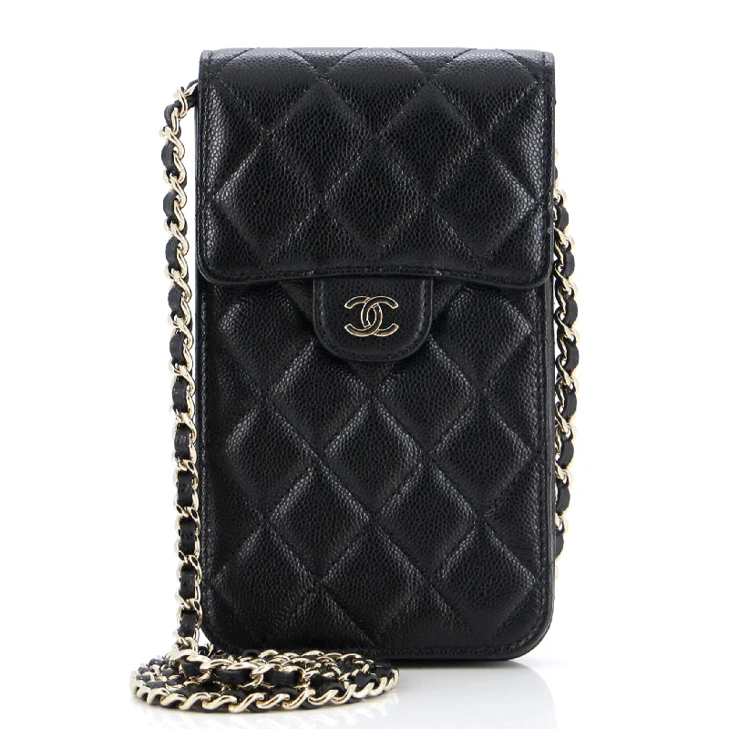 Stylish Bags For Fashion Bloggers With Promotions CC Flap Phone Holder Crossbody Bag Quilted Caviar