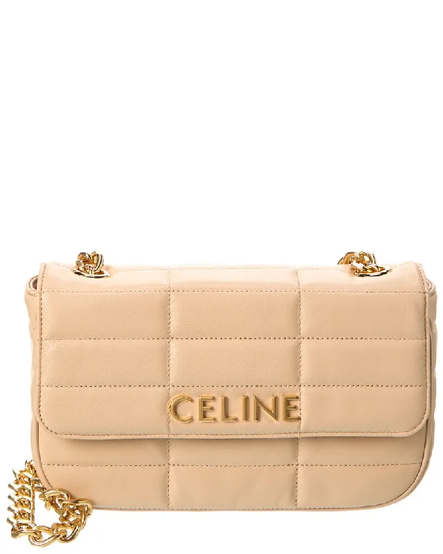 Bags For Sporty And Athletic Styles CELINE Monochrome Quilted Leather Shoulder Bag