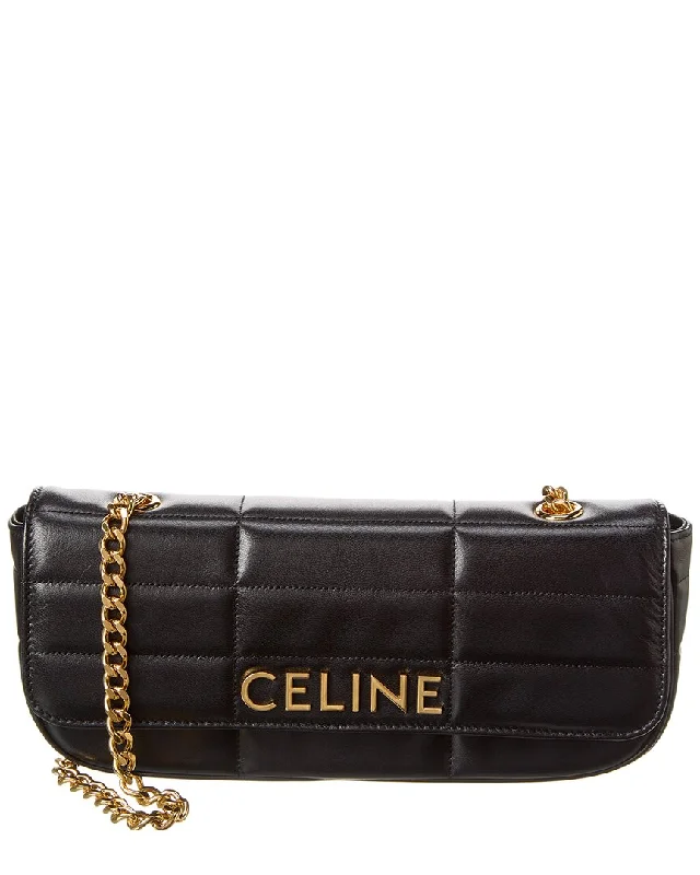 Bags For Outdoor Adventures CELINE Monochrome Quilted Leather Shoulder Bag