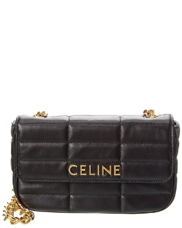 Cyber Monday Discounts On Bags CELINE Monochrome Quilted Leather Shoulder Bag