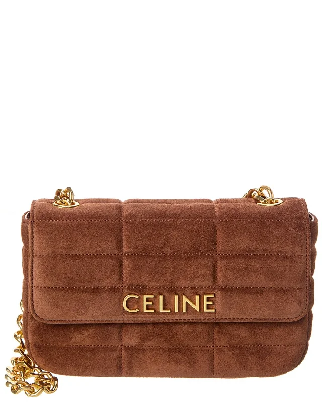 Trendy Bags CELINE Monochrome Quilted Suede Shoulder Bag