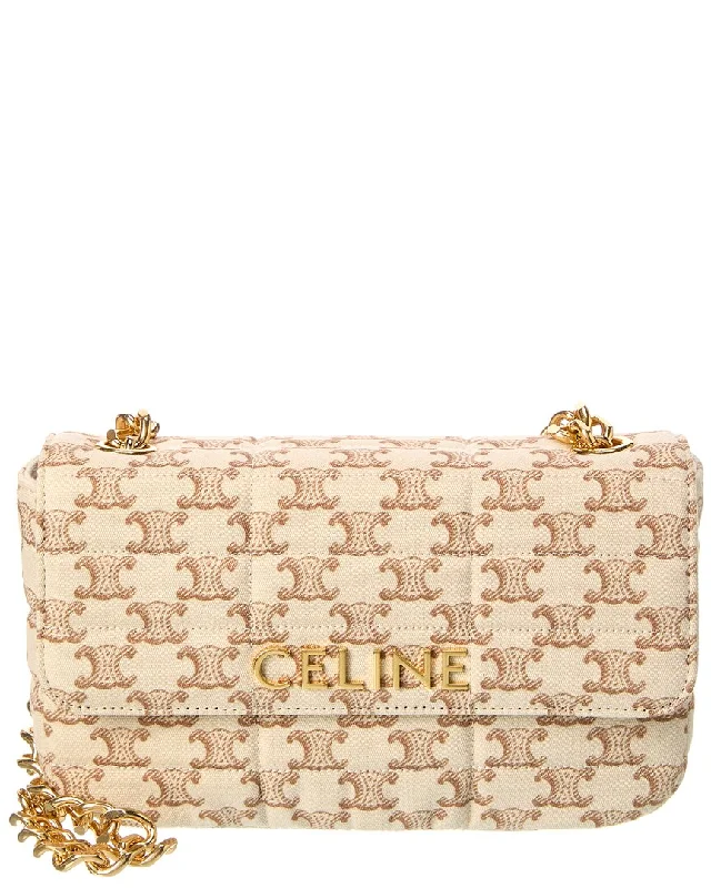 Flash Sale On Premium Bags CELINE Monochrome Quilted Triomphe Canvas Shoulder Bag