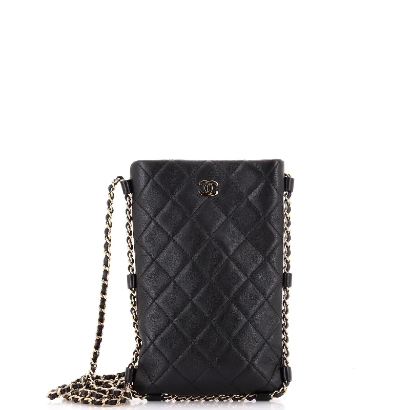 Cyber Monday Discounts On Bags Chain Around Flat Phone Holder Crossbody Quilted Lambskin