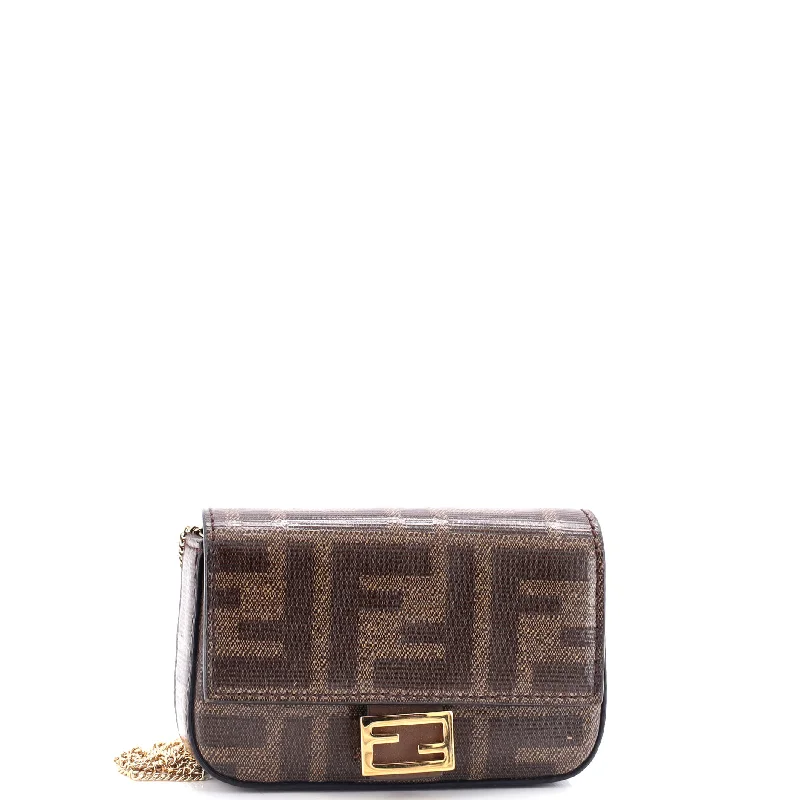 Cozy Handbags With Clearance Prices Chain Baguette Charm Bag Zucca Coated Canvas Nano