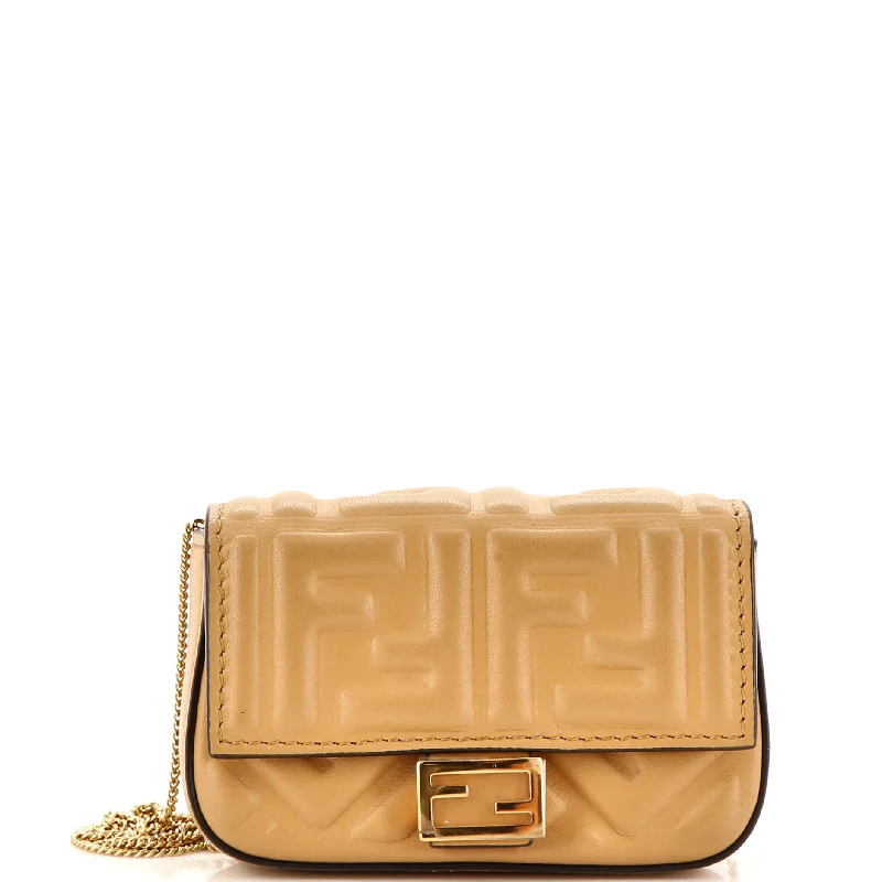 Party Bags For New Year's Eve And Special Occasions Chain Baguette Charm Bag Zucca Embossed Leather Nano