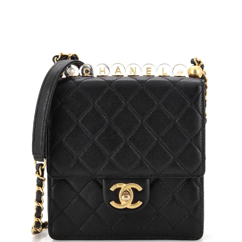 Inspired Bags For Affordable Luxury Chic Pearls Flap Bag Quilted Goatskin with Acrylic Beads Mini