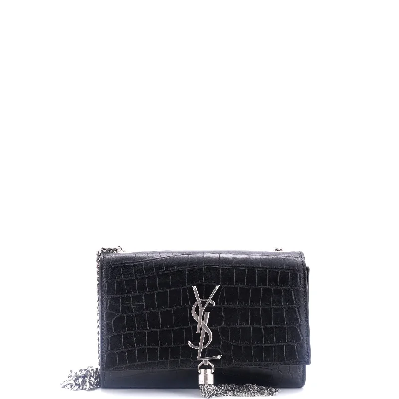 Trendy Festival Bags With Limited-Time Offers Classic Monogram Tassel Crossbody Bag Crocodile Embossed Leather Small