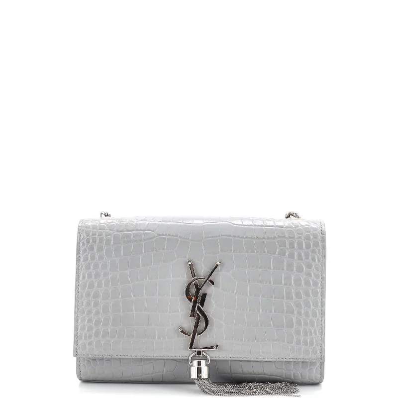 Black Friday Deals On Stylish Handbags Classic Monogram Tassel Crossbody Bag Crocodile Embossed Leather Small