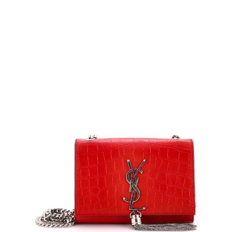 Vibrant Bags With Discounts Classic Monogram Tassel Crossbody Bag Crocodile Embossed Leather Small